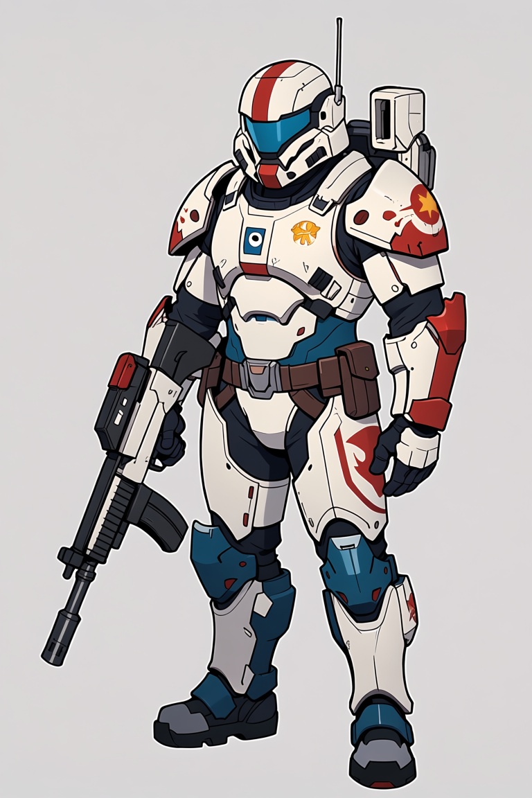 Rtoon,  high elf sci fi soldier wearing heavy sci fi armor,  white and red and blue armor on Tensor.Art