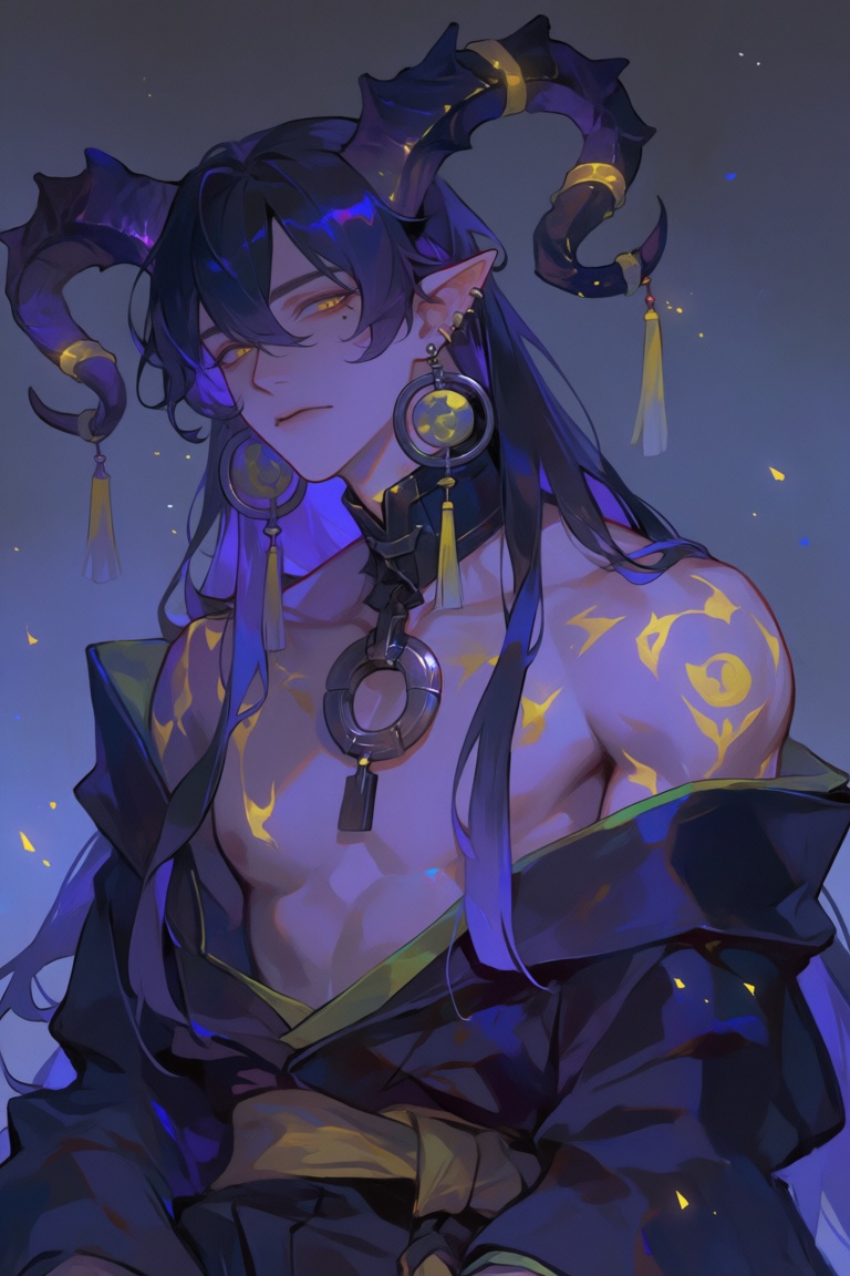 1boy,  yellow eyes,  slit pupils on Tensor.Art