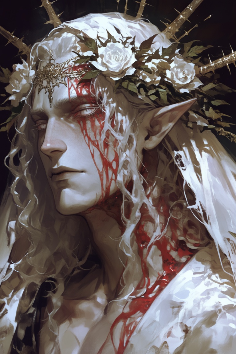 solo,  looking at viewer,  white hair on Tensor.Art