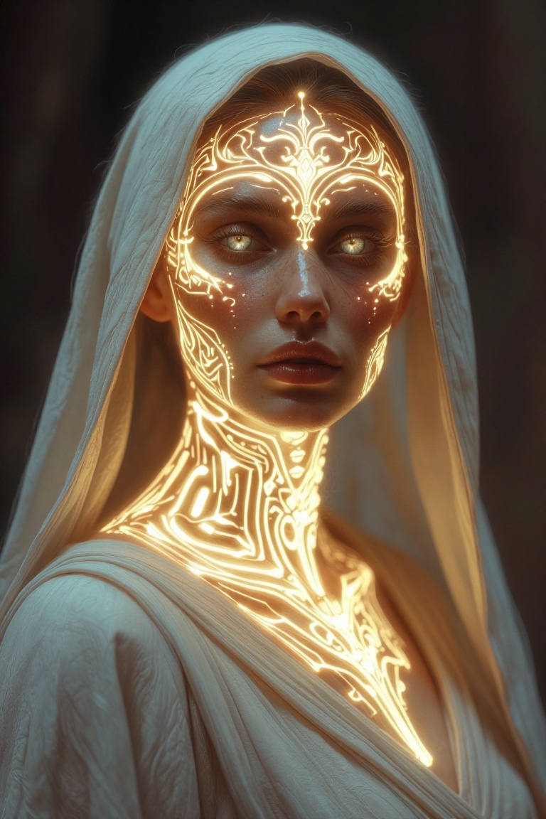 [Masterpiece fantasy digital illustration of] Create a highly detailed and realistic digital artwork of a female figure wi...
