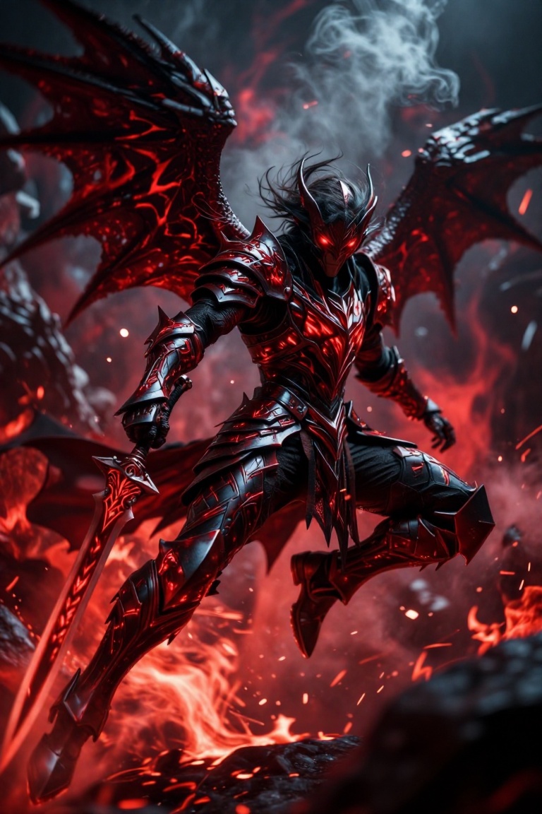 The image depicts a highly detailed and intricate fantasy character standing in the foreground. The character is clad in e...