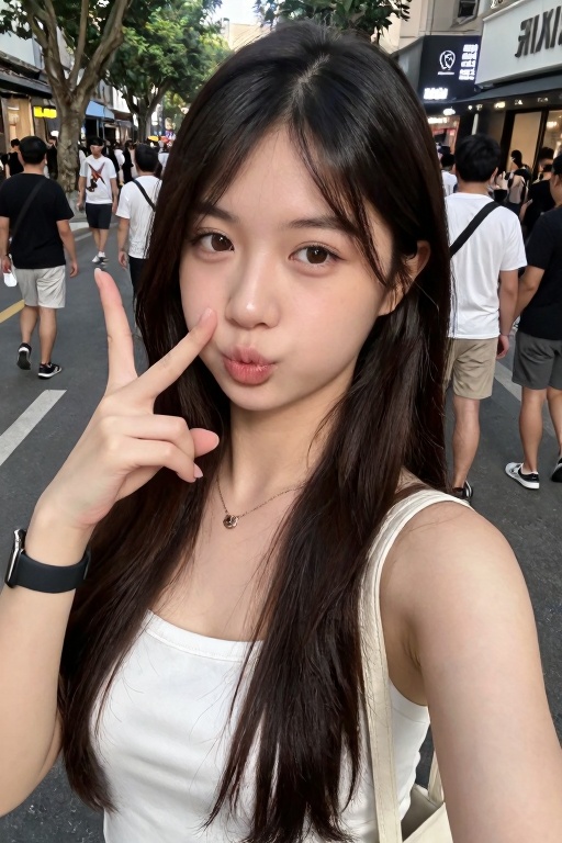 asian girl,  selfie,  in public on Tensor.Art