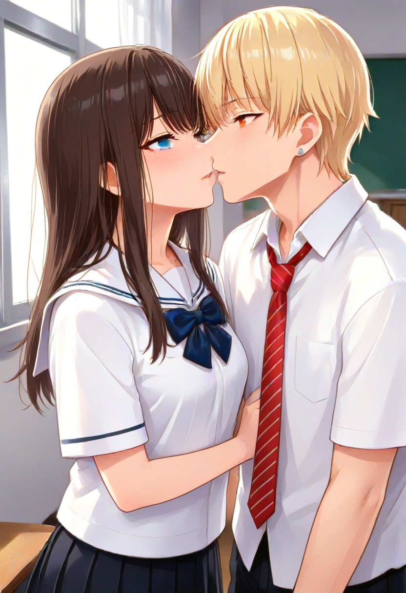 couple,  kiss,  eye contact on Tensor.Art