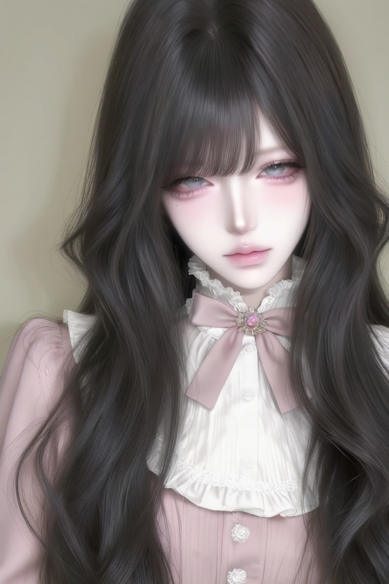 1 woman,  solo,  long jet-black hair on Tensor.Art