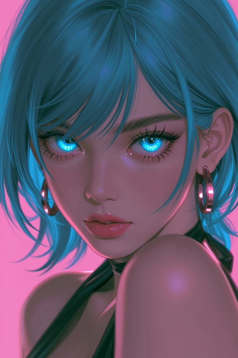 [[[1girl:1.2]]],  [[light blue eyes:0.5]],  blue color on Tensor.Art