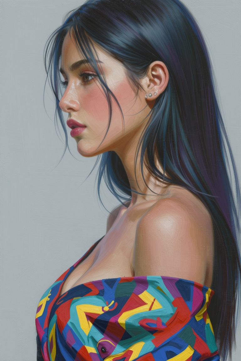 Digital art,  beautiful decorative painting,  profile portrait on Tensor.Art