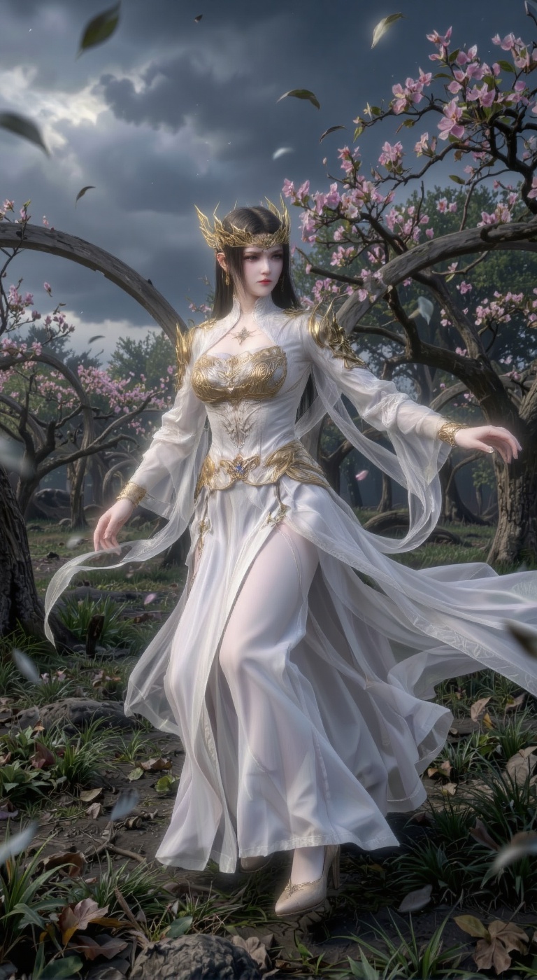 In a dramatic,  high-fashion action pose,  the subject is captured mid-turn on Tensor.Art