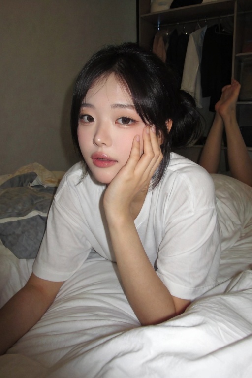 9:16 vertical,  CCD direct-flash photography,  Korean everyday girlfriend-perspective portrait on Tensor.Art