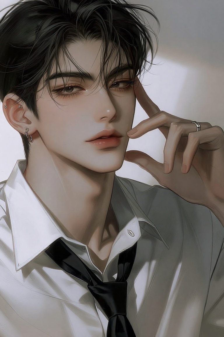 (Highly refined art style) 1male,  solo,  semi realistic young man on Tensor.Art