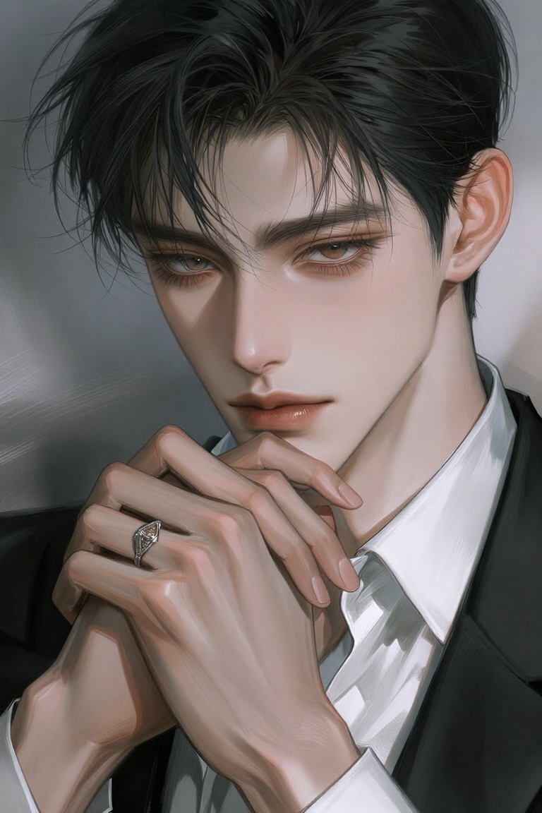(Highly refined art style) 1male,  solo,  semi realistic young man on Tensor.Art