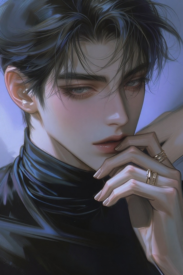 (Highly refined art style) 1male,  solo,  semi realistic young man on Tensor.Art