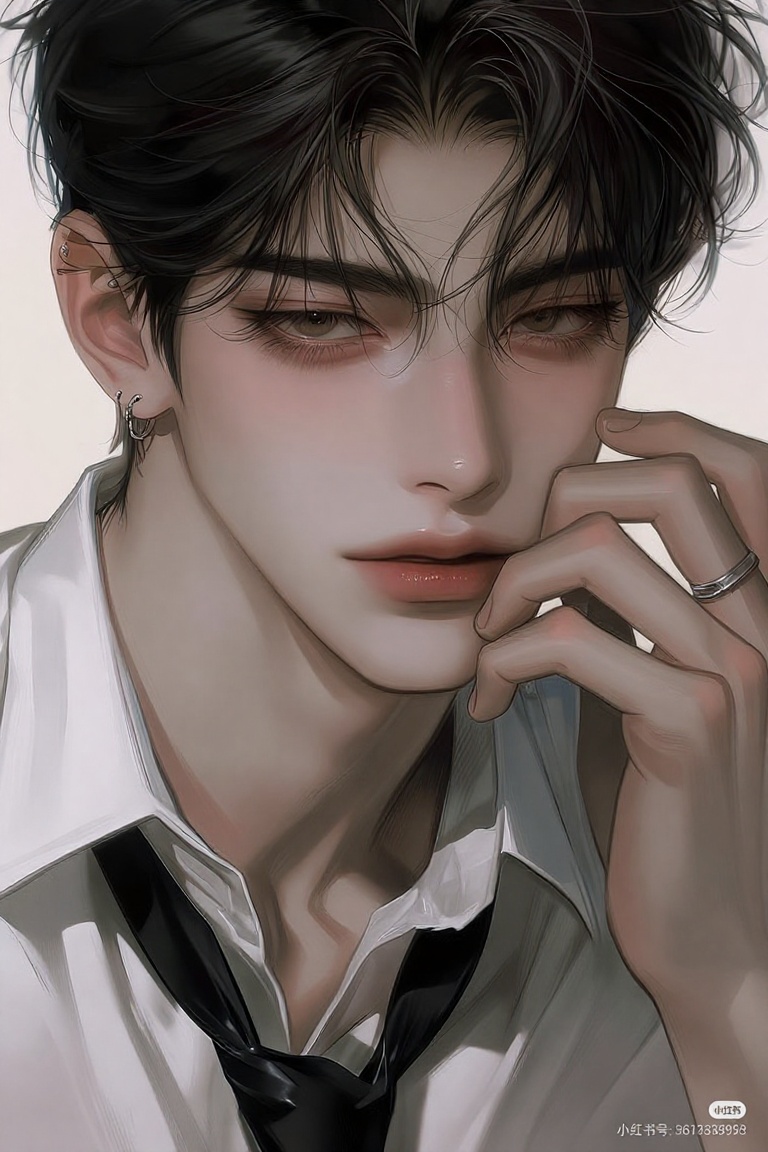 (Highly refined art style) 1male,  solo,  semi realistic young man on Tensor.Art
