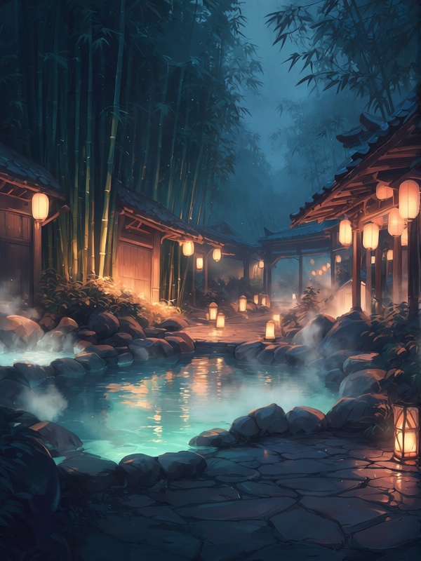 no human,  exterior,  thermal hot spring on Tensor.Art