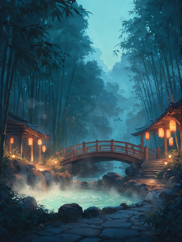 no human,  exterior,  thermal hot spring on Tensor.Art