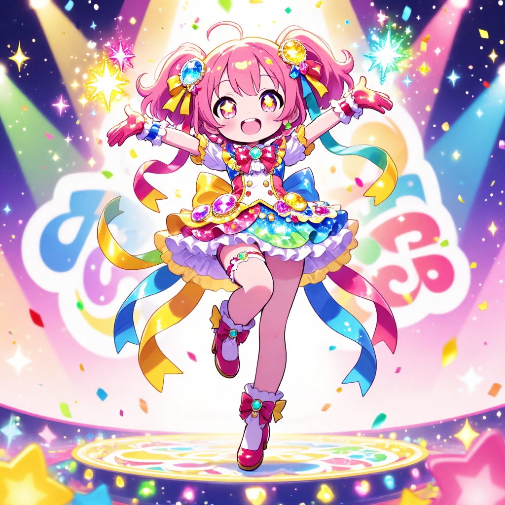 (colorful idol outfit,  oversized ribbon,  decorative accessories) on Tensor.Art