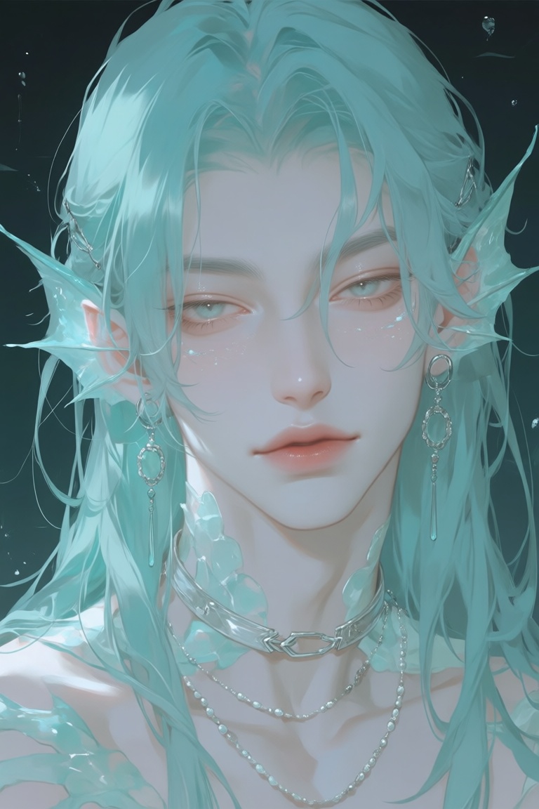 male,  aqua_hair,  seafoam_eyes on Tensor.Art