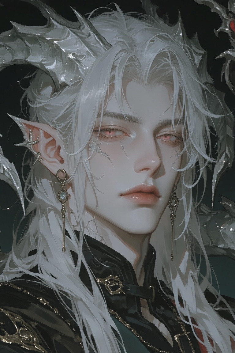 male,  dragon_horns,  white_hair on Tensor.Art
