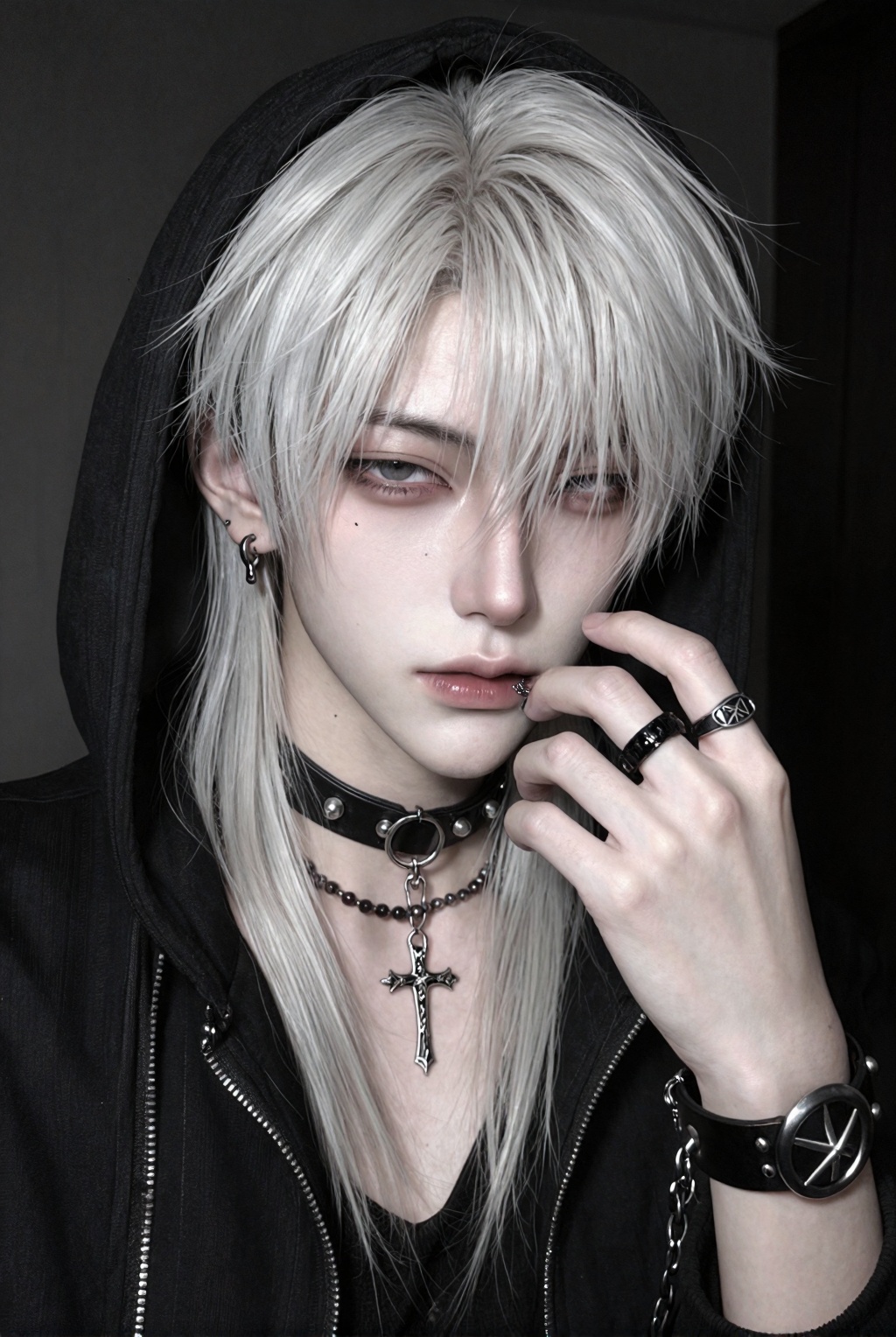 One male,  single,  extremely fair pale skin on Tensor.Art
