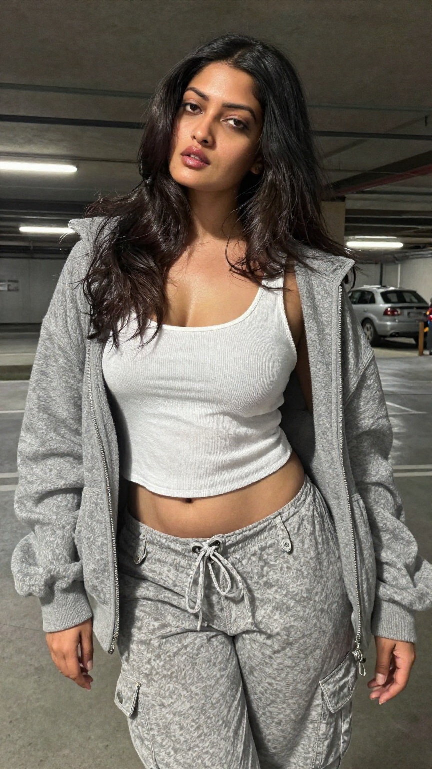Young South Indian woman with pale warm skin,  slim curvy physique,  visible skin texture on Tensor.Art