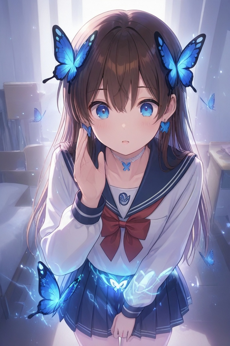 A Cute Cross-Dressing Boy,  Beautiful sailor uniform,  blue and white sailor uniform on Tensor.Art