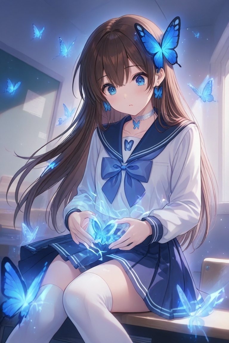 A Cute Cross-Dressing Boy,  Beautiful sailor uniform,  blue and white sailor uniform on Tensor.Art