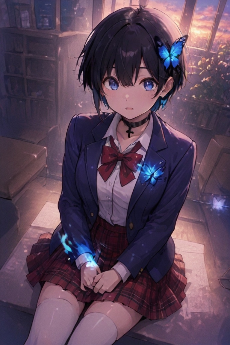 Glowing effect,  Blazer girls' uniform,  Skirt tattoos on Tensor.Art