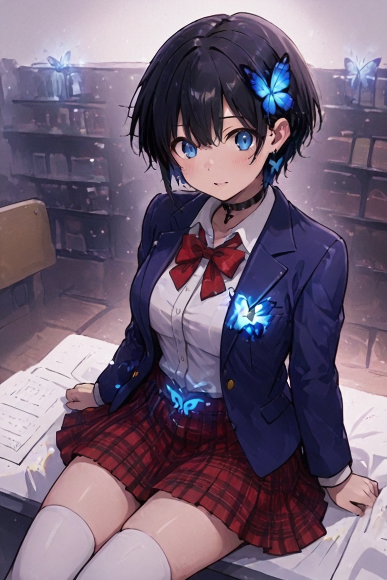 Glowing effect,  Blazer girls' uniform,  Skirt tattoos on Tensor.Art