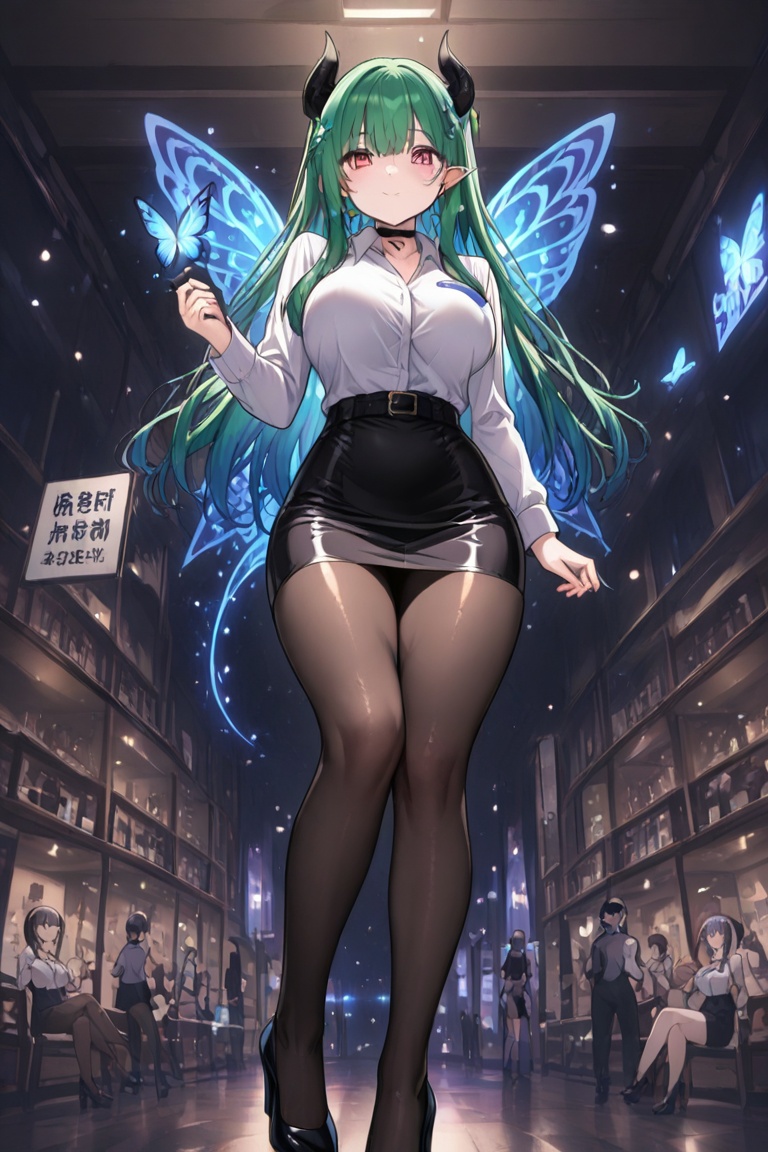 Tight skirt,  black stockings,  high heels on Tensor.Art