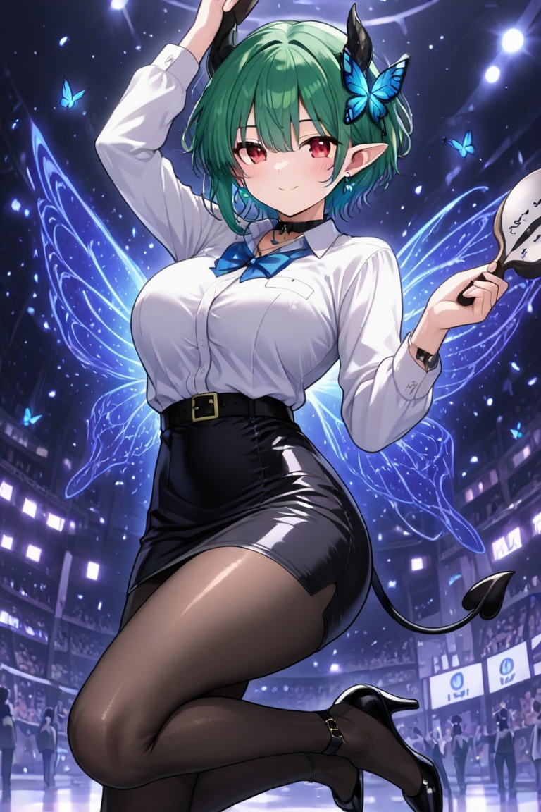 Tight skirt,  black stockings,  high heels on Tensor.Art