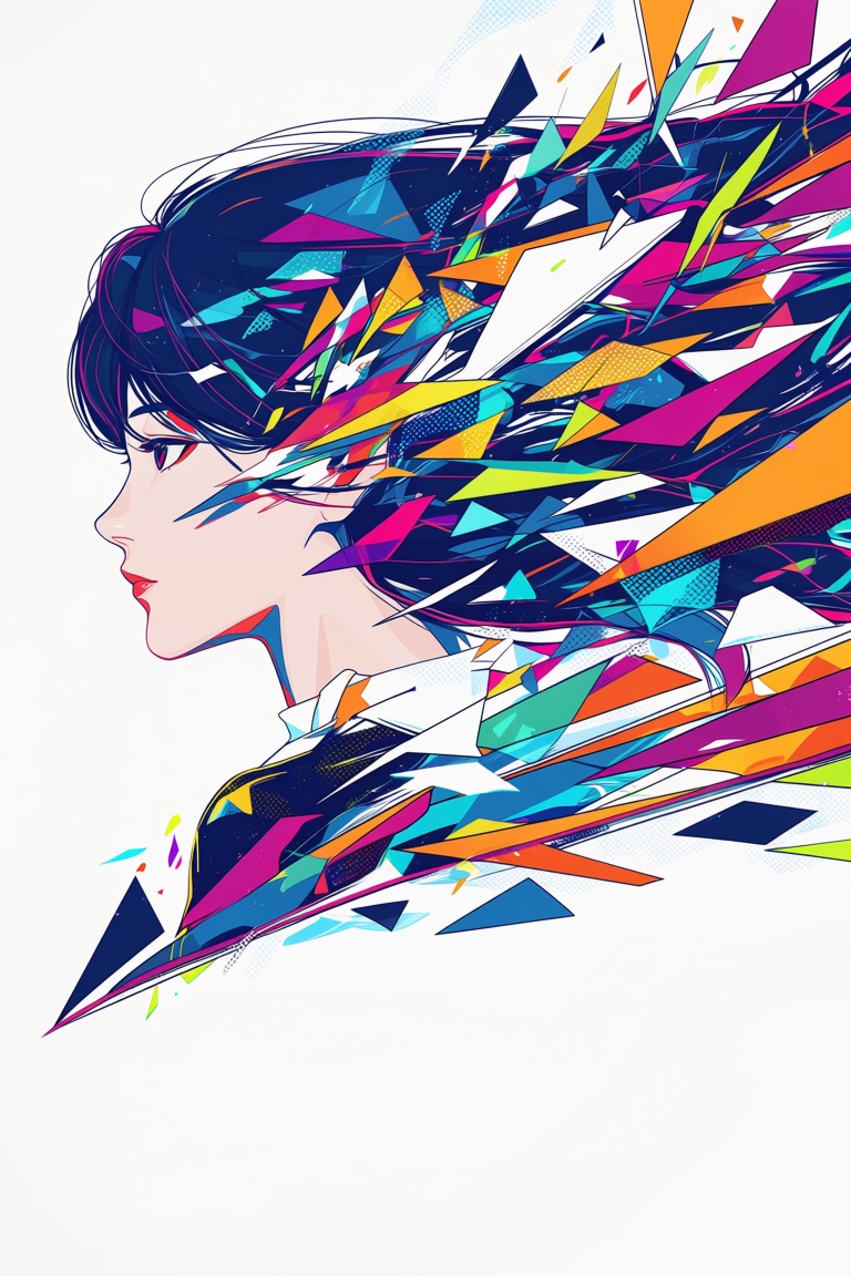@NIJISIS,  abstract anime illustration of a woman in profile,  vibrant pop art style by Yoruuu on Tensor.Art