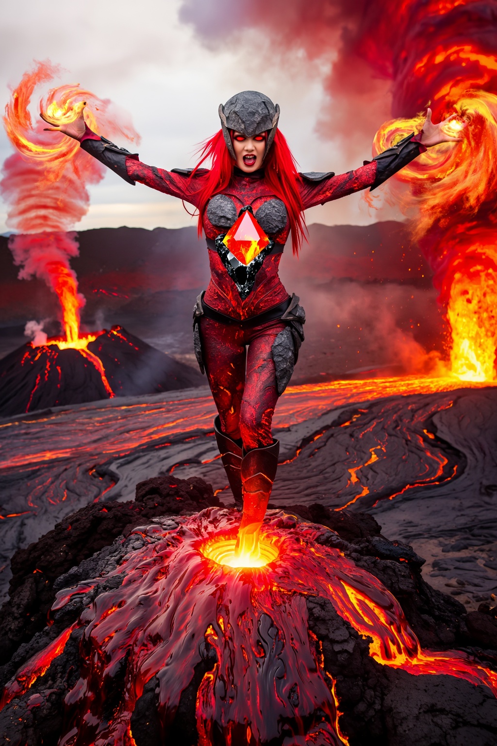 Top quality. Inspiration: Lava,  volcanoes. This painting depicts a lava girl,  representing the energy of Earth's destruc...
