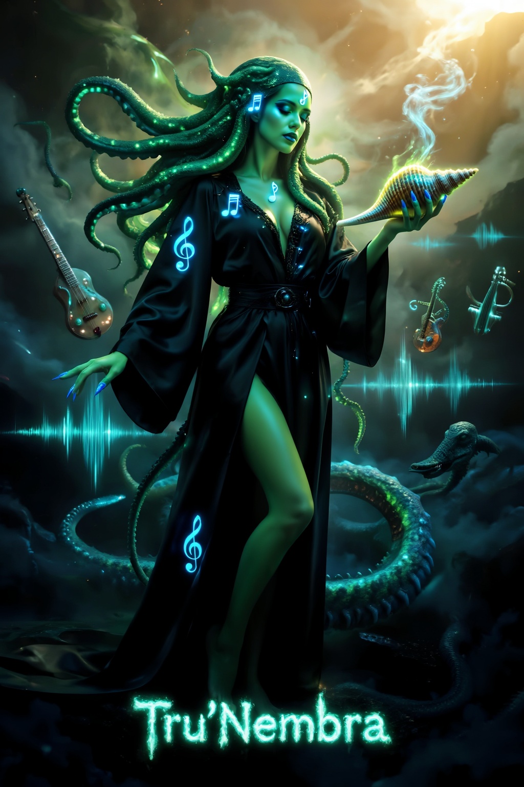 Top quality. Inspiration: Tru'Nembra,  the Piper of Azathoth,  an Outer God on Tensor.Art