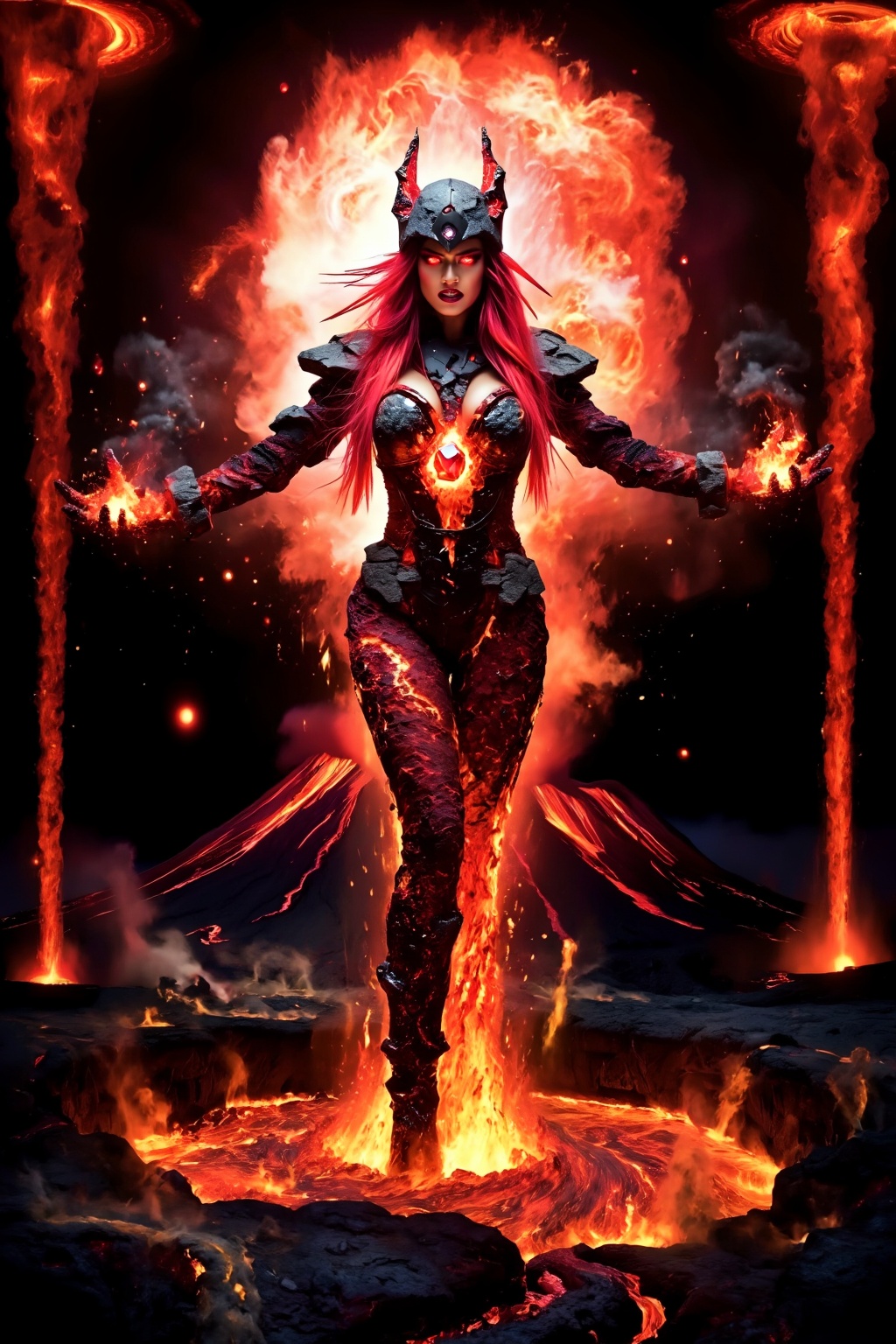 Top quality. Inspiration: Lava,  volcanoes. This painting depicts a lava girl,  representing the energy of Earth's destruc...