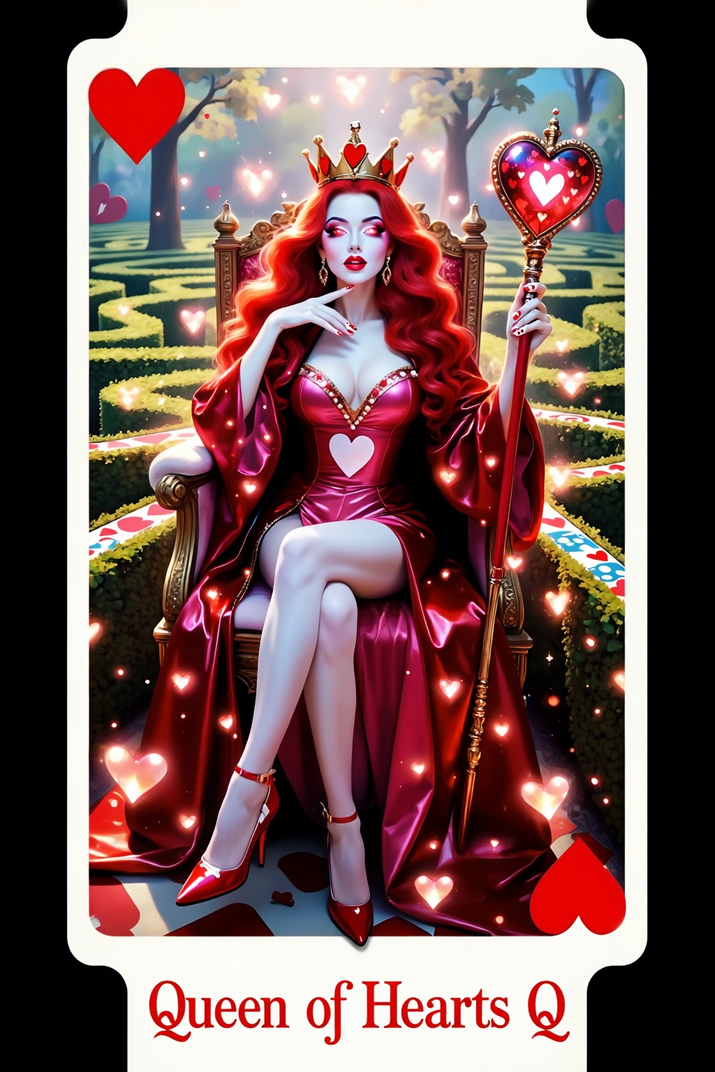 Top quality. Inspiration: Maze,  Trees,  Queen of Hearts. This painting depicts an elegant and beautiful version of the Qu...