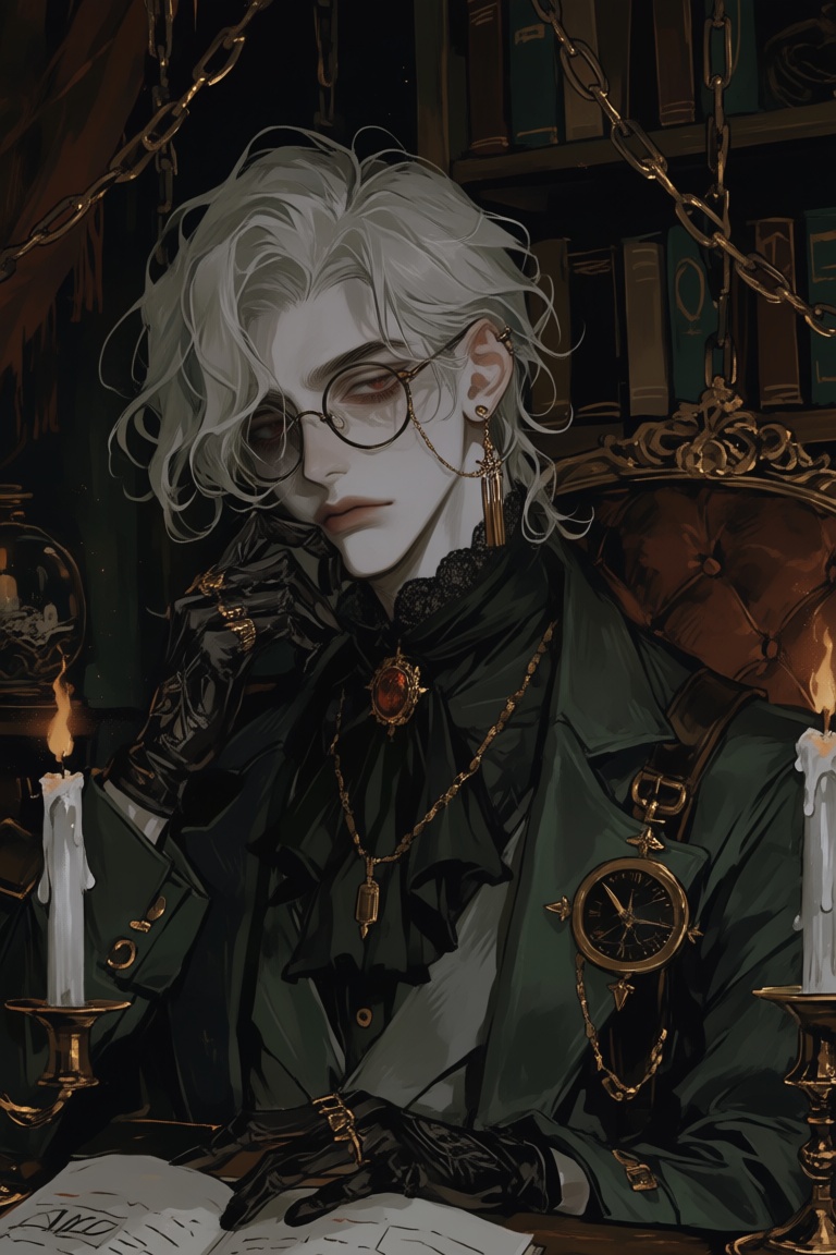 male,  silver_hair,  crimson_eyes on Tensor.Art
