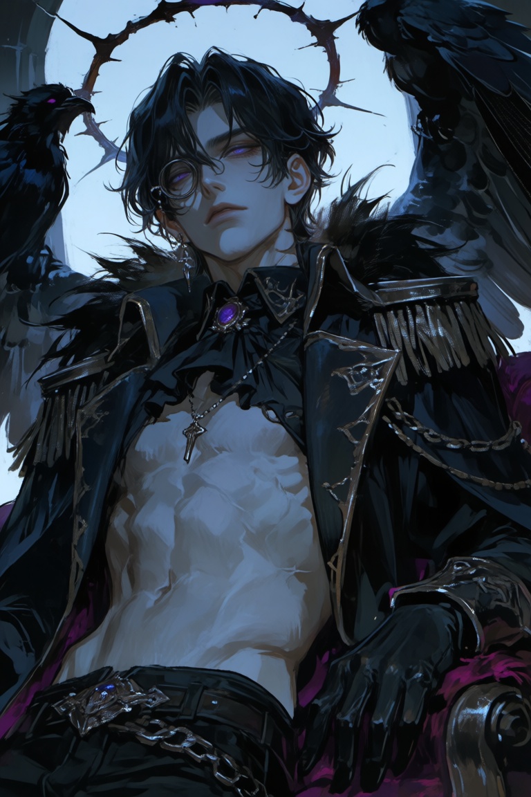 male,  raven_ears,  black_hair on Tensor.Art