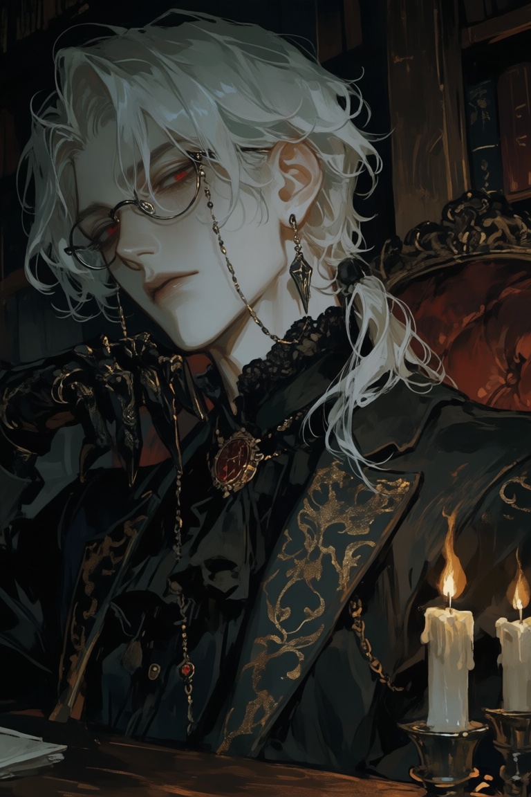 male,  silver_hair,  crimson_eyes on Tensor.Art