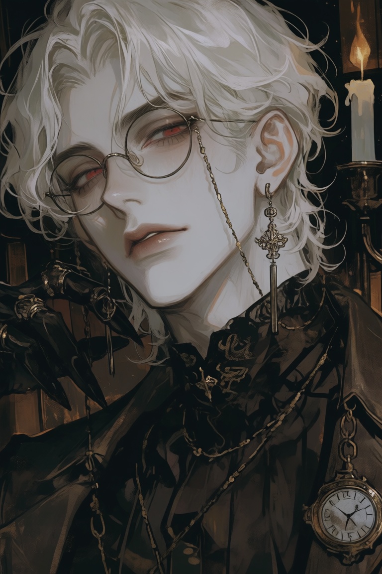 male,  silver_hair,  crimson_eyes on Tensor.Art