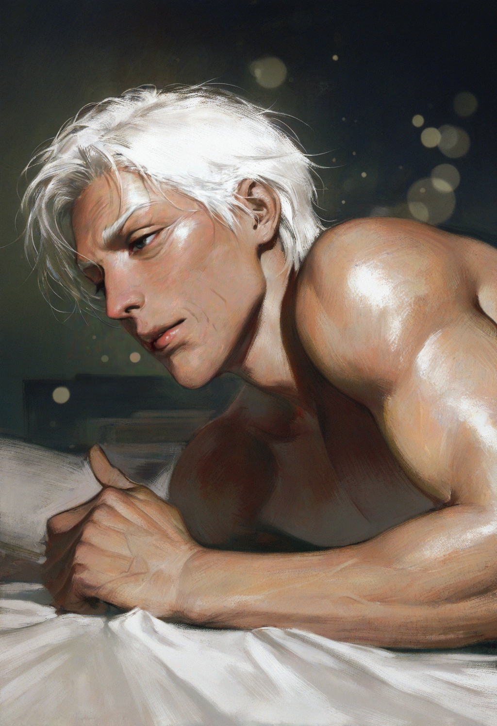 White hair,  1boy,  male focus on Tensor.Art