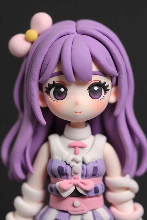 Purple hair anime model clay figure,  sakura harajuku on Tensor.Art