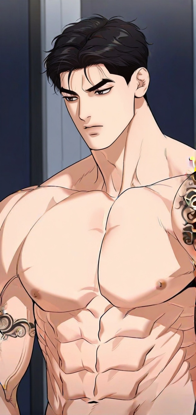 1boy,  arms tattoos,  no shirt on Tensor.Art