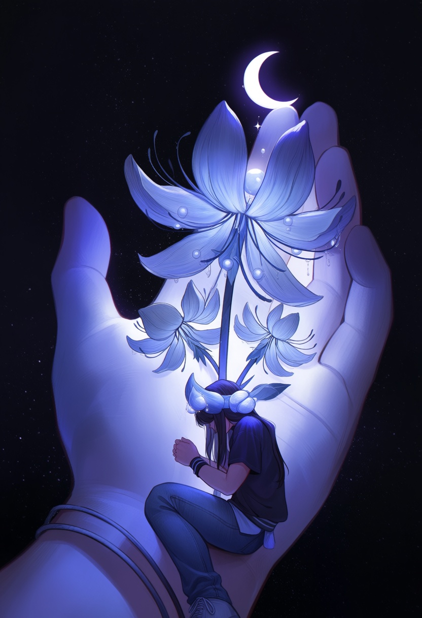 safe,  1girl,  crescent moon resting on 's head like horns on Tensor.Art