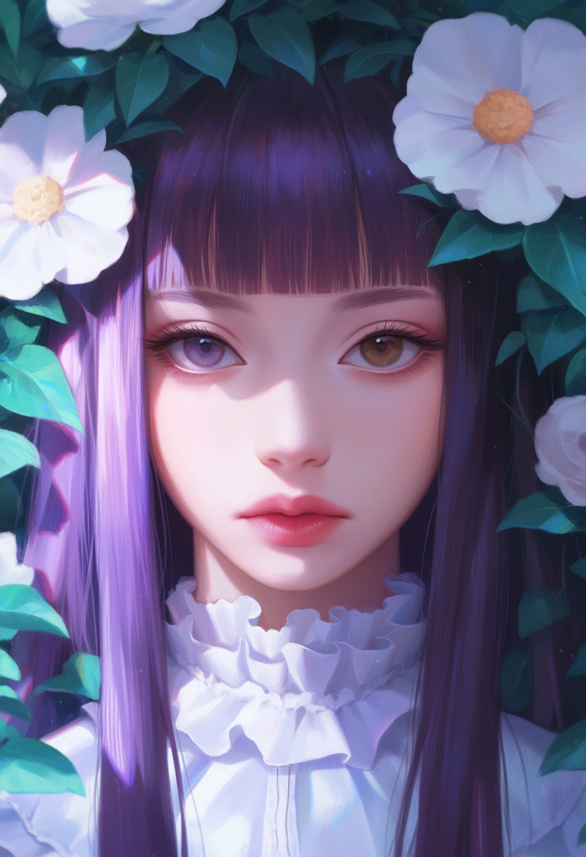1girl,  solo,  purple hair on Tensor.Art
