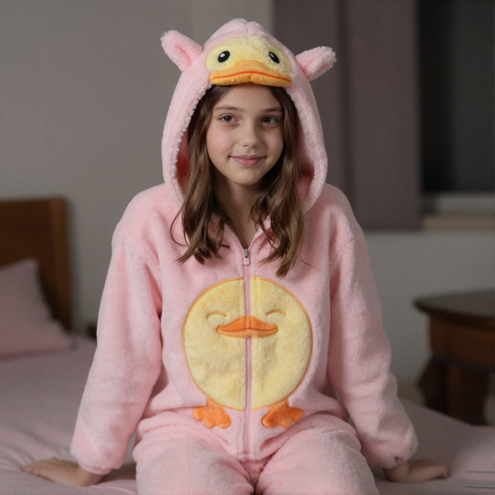 Create a photorealistic,  ultra high-definition masterpiece of a sixteen year old european girl wearing pink and yellow ka...