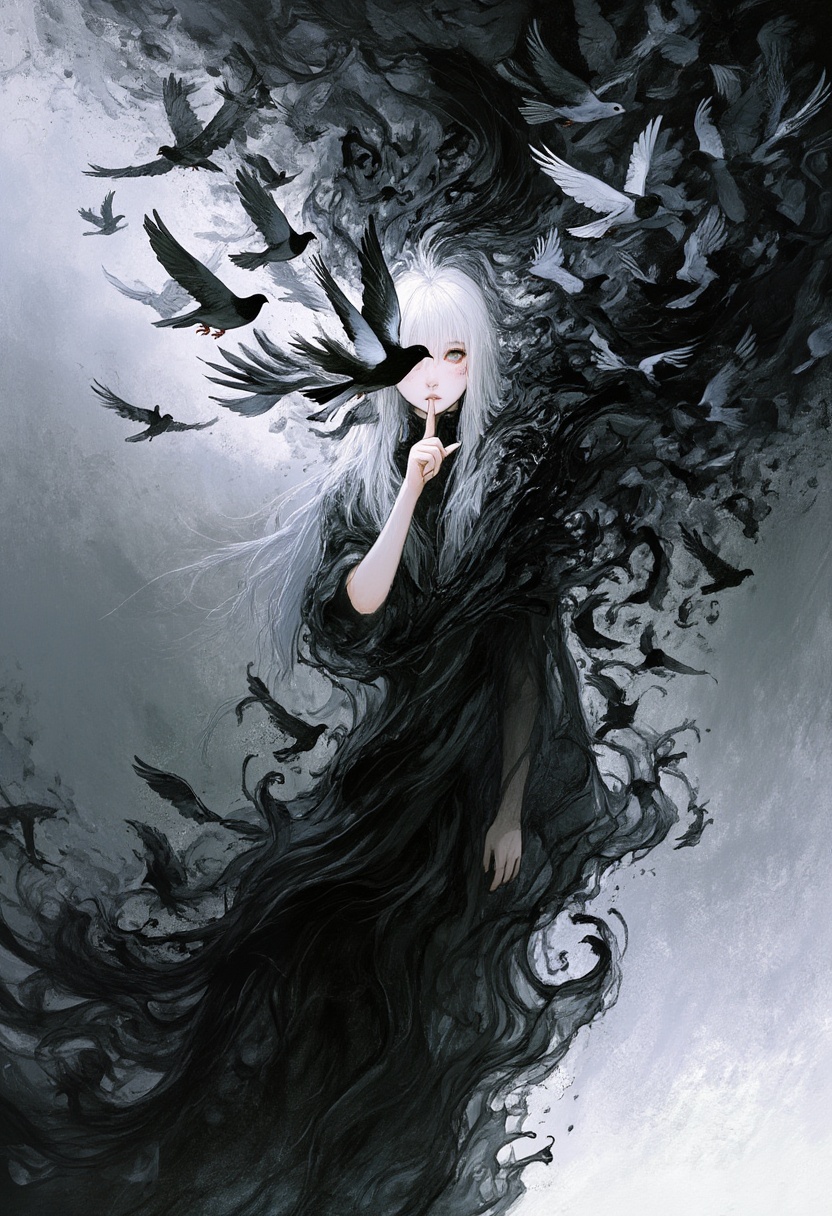 An Acrylic style painting that is expressive,  gives it a dynamic and emotional quality. Anime art of a stylized portrait...