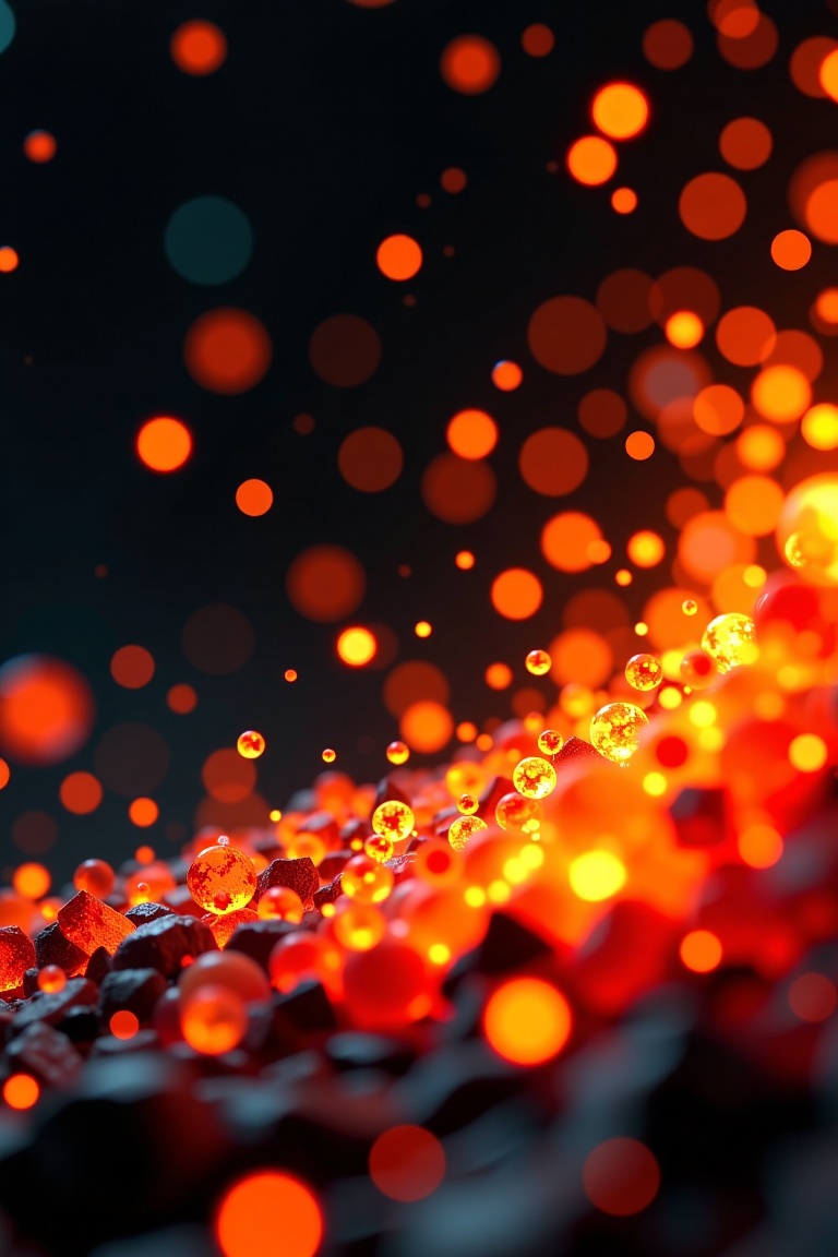 Ultra detailed macro shot of floating fire magic particles in the air,  glowing embers,  heat distortion on Tensor.Art