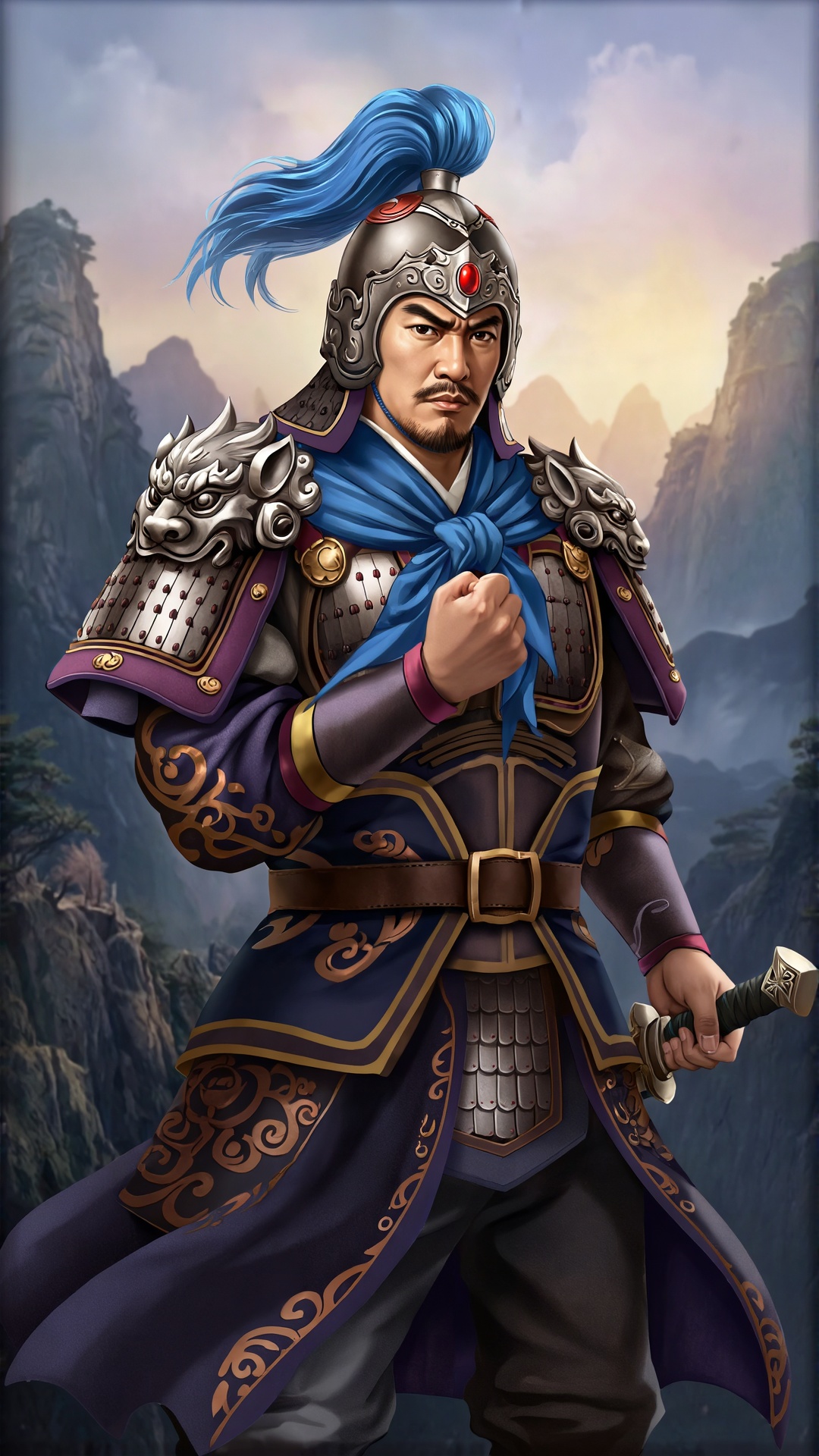 三国时期武将,  42岁。体格魁梧,  面庞刚毅方正 by 一起旅行 on Tensor.Art