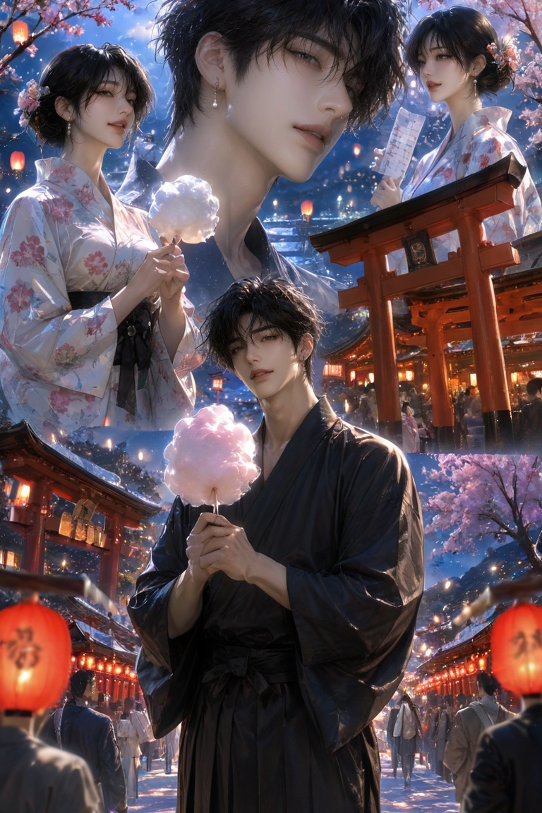 MultiCollageStyle,  1boy or 1girl (select),  wearing traditional jinbei or yukata on Tensor.Art