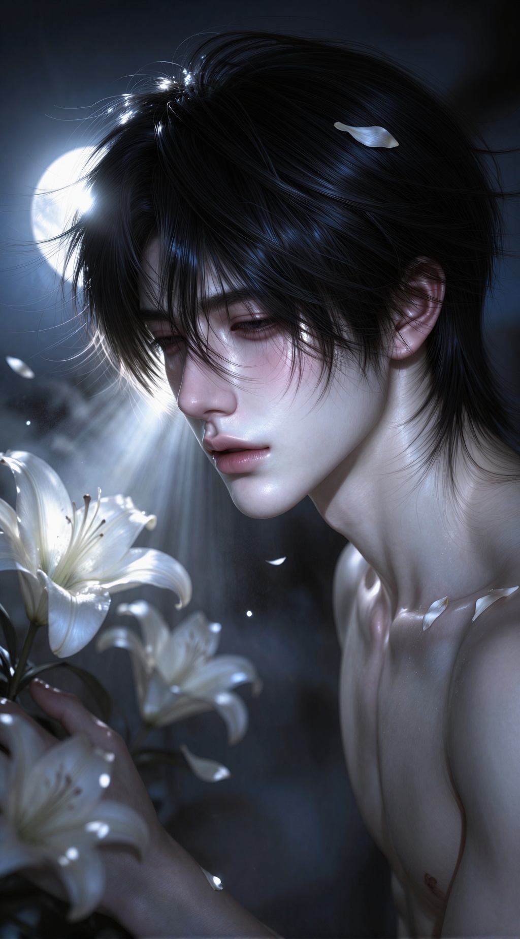1 man,  cinematic portrait,  delicate facial features on Tensor.Art