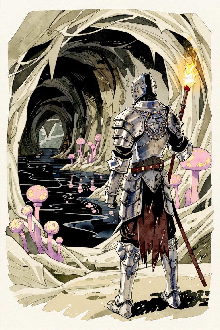 lirseven,  watercolor illustration,  ink and watercolor on Tensor.Art